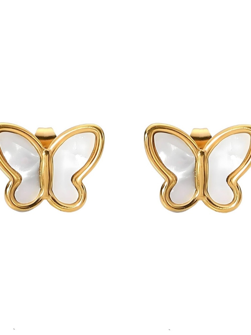18kGold & White Butterfly Stud Earrings and bracelet - Women Jewelry